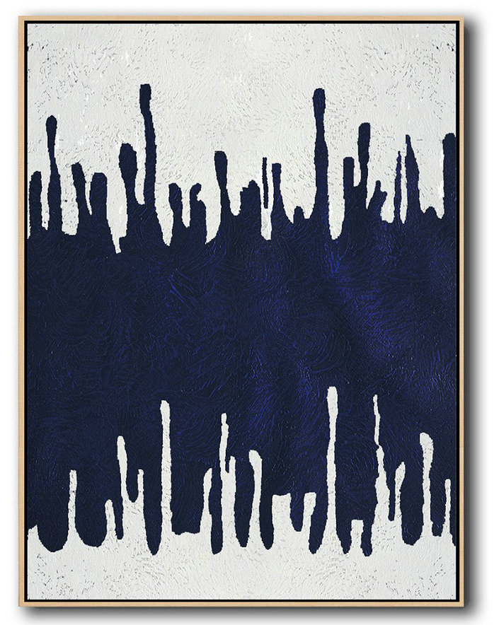 Large Abstract Art,Buy Hand Painted Navy Blue Abstract Painting Online,Original Abstract Painting Canvas Art